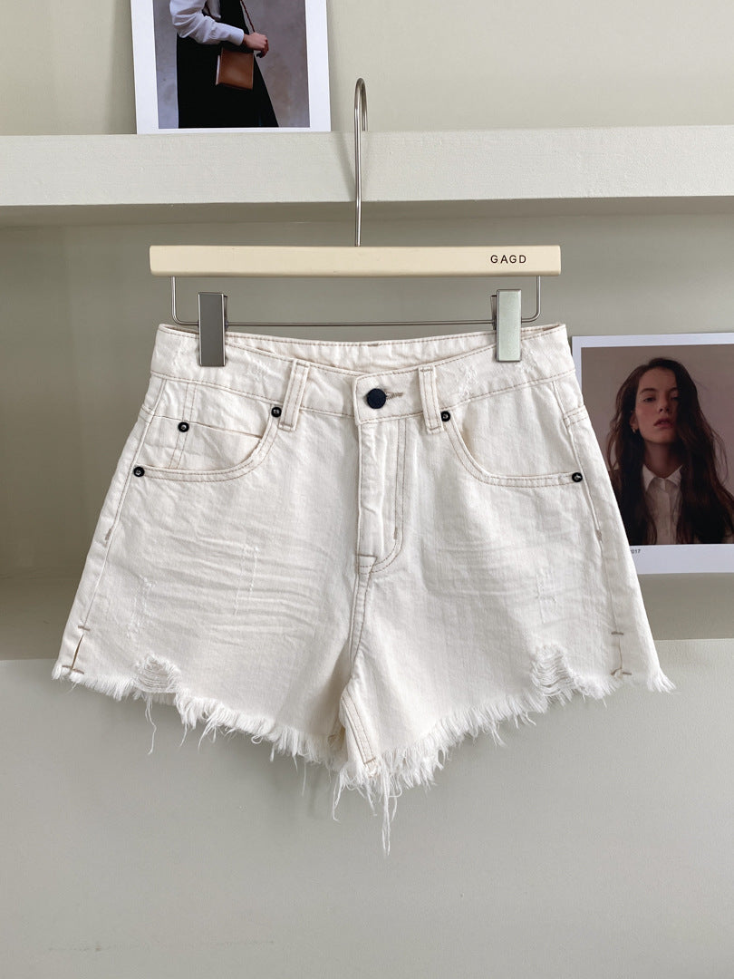 Hot Girl Ripped Frayed Vintage Denim Shorts - Chic Angle